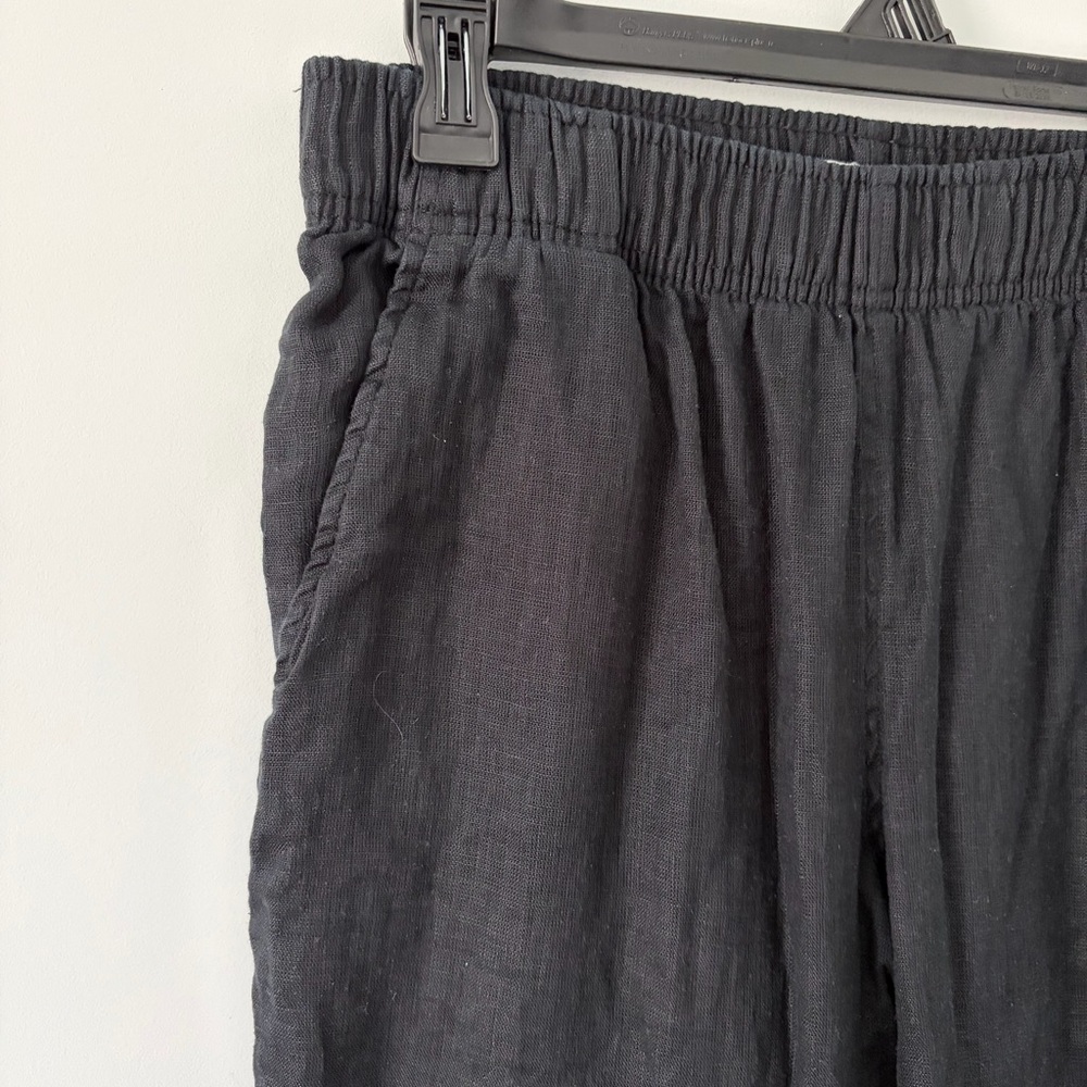 C&C California Black High Rise Linen Wide Leg Ankle Length Pull On Pants M - Picture 3 of 9